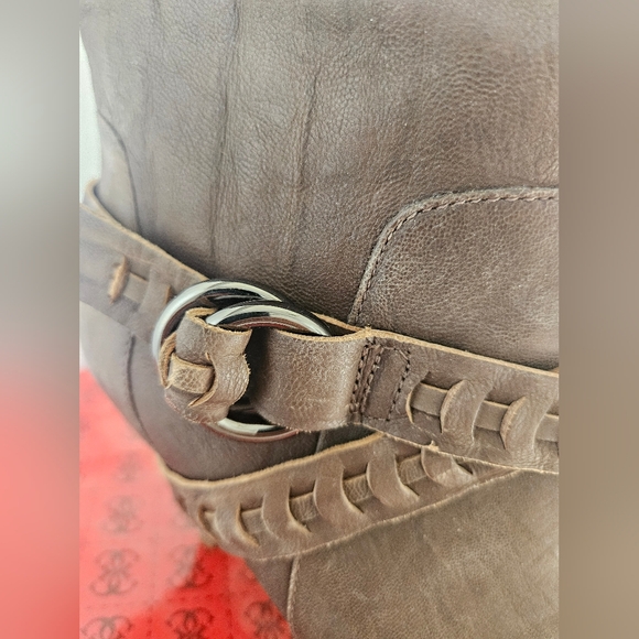 Guess Taupe Stiletto Leather Peep-Toe Boot/Bootie w Buckle Accent, Sz 8 - Picture 3 of 14